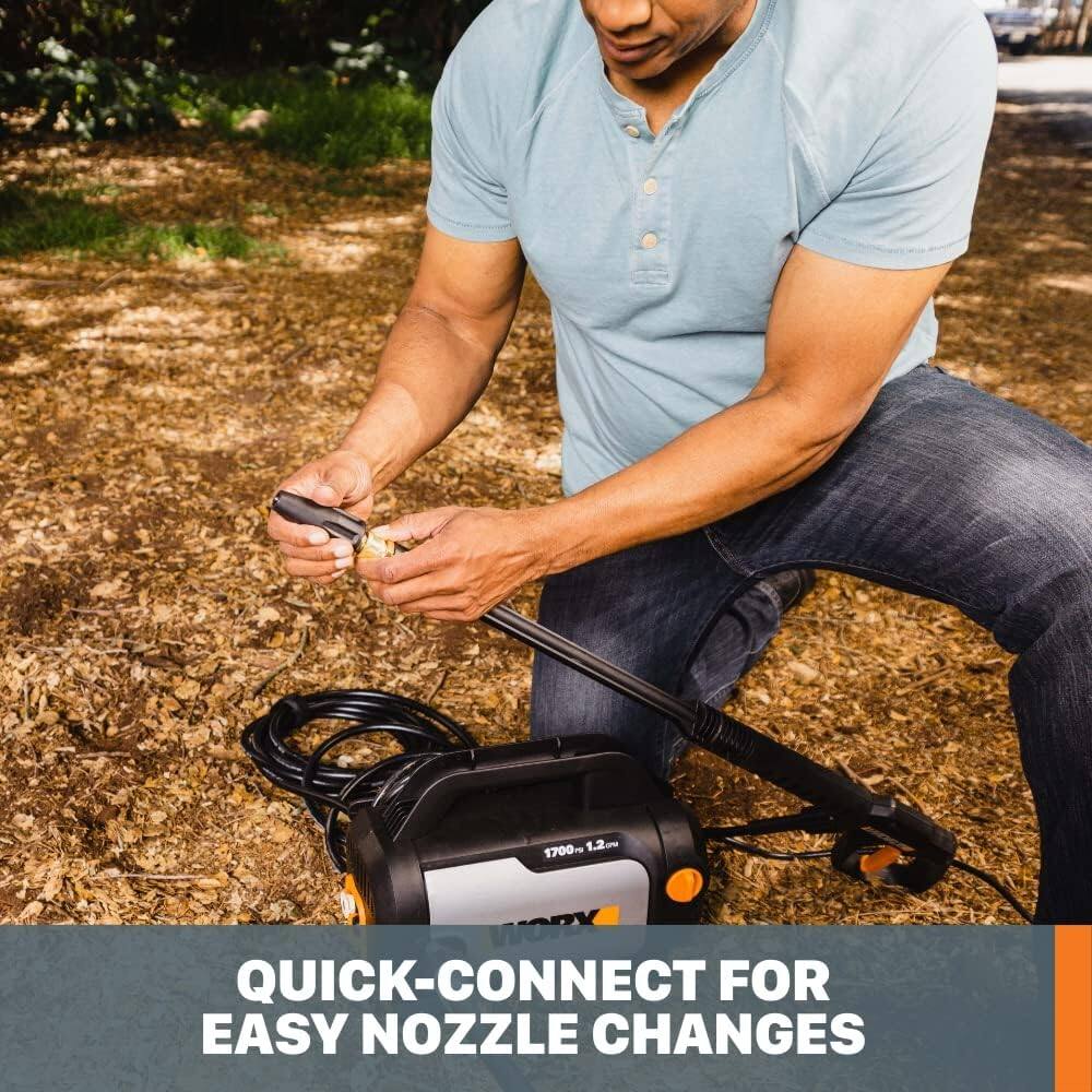 Quick-connect for easy nozzle changes.