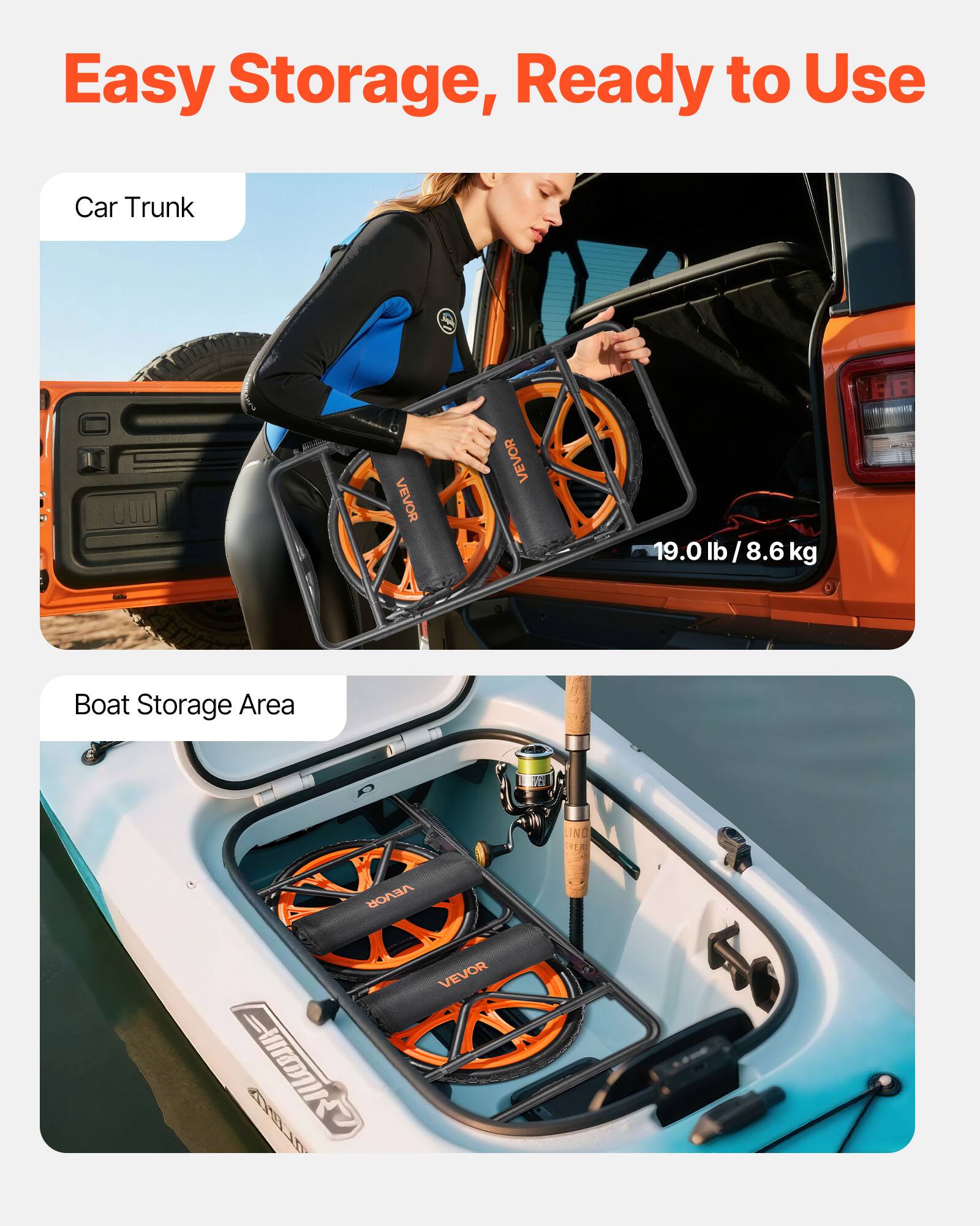 Easy Storage, Ready to Use

Car Trunk

Boat Storage Area

19.0 lb / 8.6 kg
