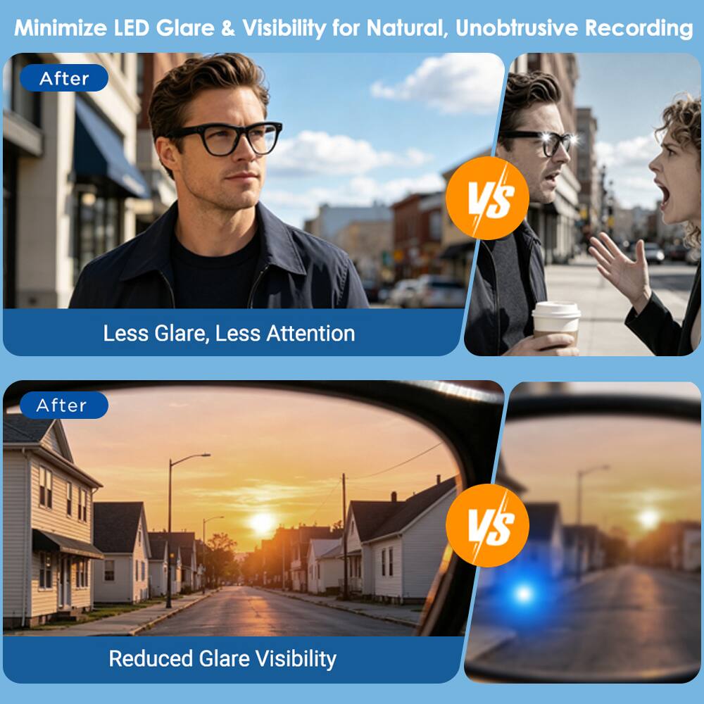 Minimize LED Glare & Visibility for Natural, Unobtrusive Recording

After
Less Glare, Less Attention

After
Reduced Glare Visibility