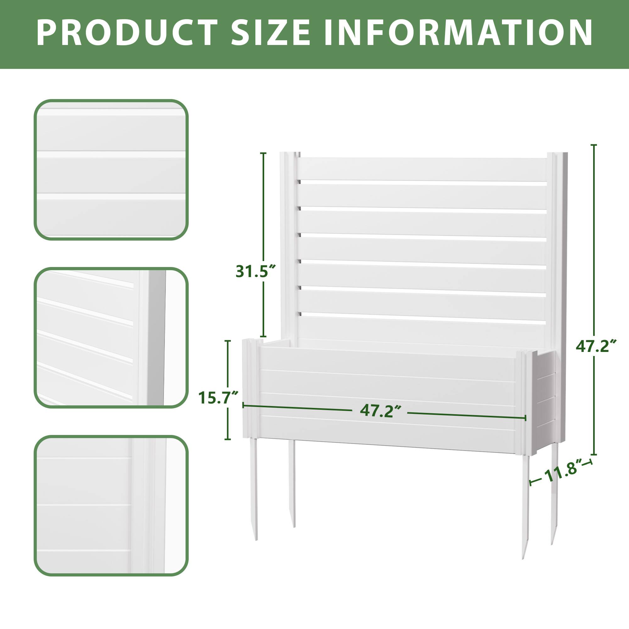 PRODUCT SIZE INFORMATION

- Width: 47.2"
- Height: 31.5"
- Depth: 15.7"
- Overall Height: 47.2"
- Overall Depth: 11.8"