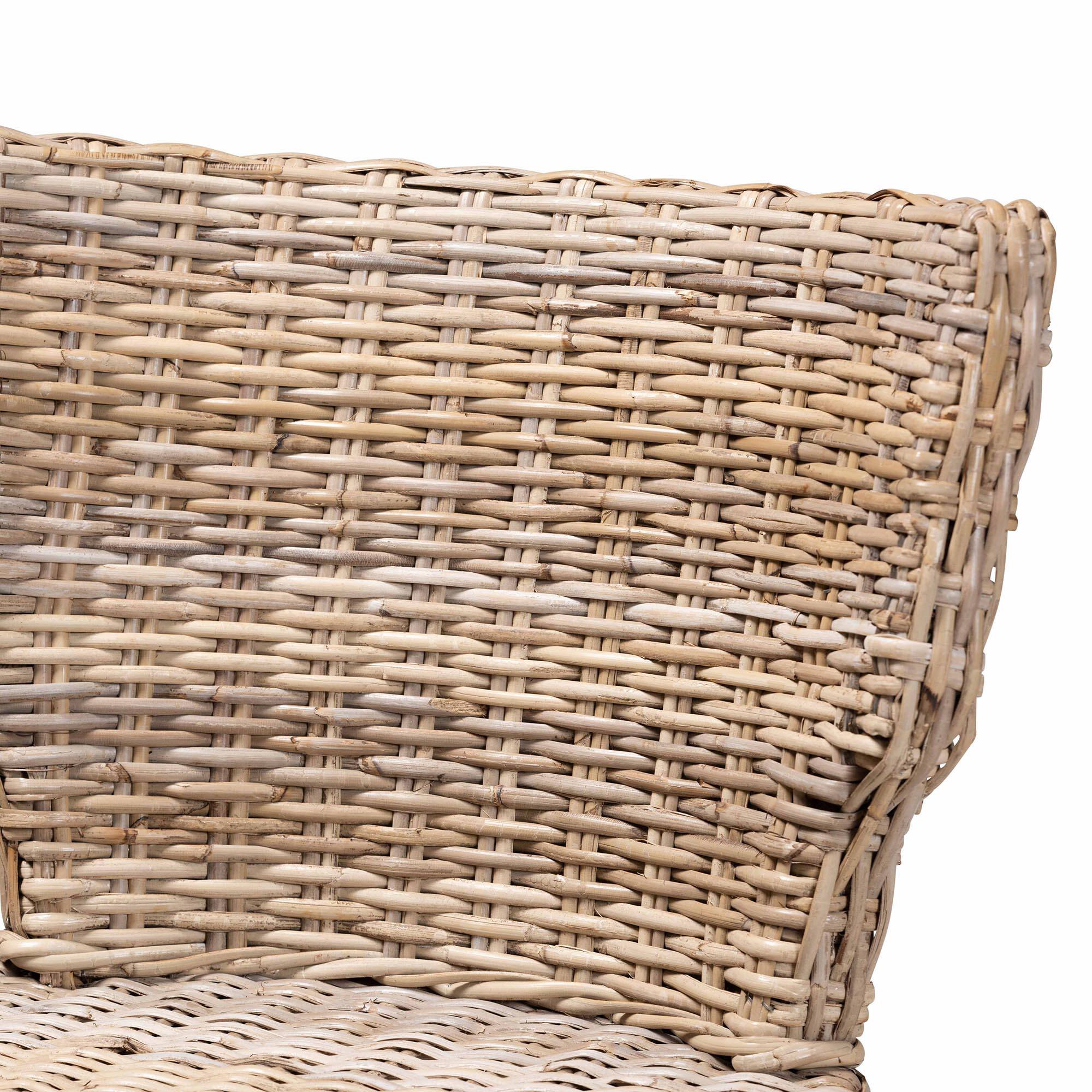 Alt View 1. bali & pari - Poltak Modern Bohemian Rattan Dining Chair - Greywashed/Brown.