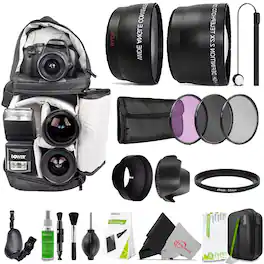 Vivitar - 49mm Complete Accessory Kit for Canon EOS R100 R50 R10 R7 with 18-45mm Lens - Black