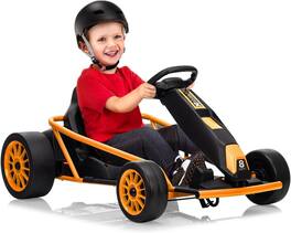 GARVEE - 24V 9Ah Kids Ride On Go Kart Toy,High Speed 8.1MPH Drifting Car with 2x300W Motors,14.3" XL Seat - Brownorange