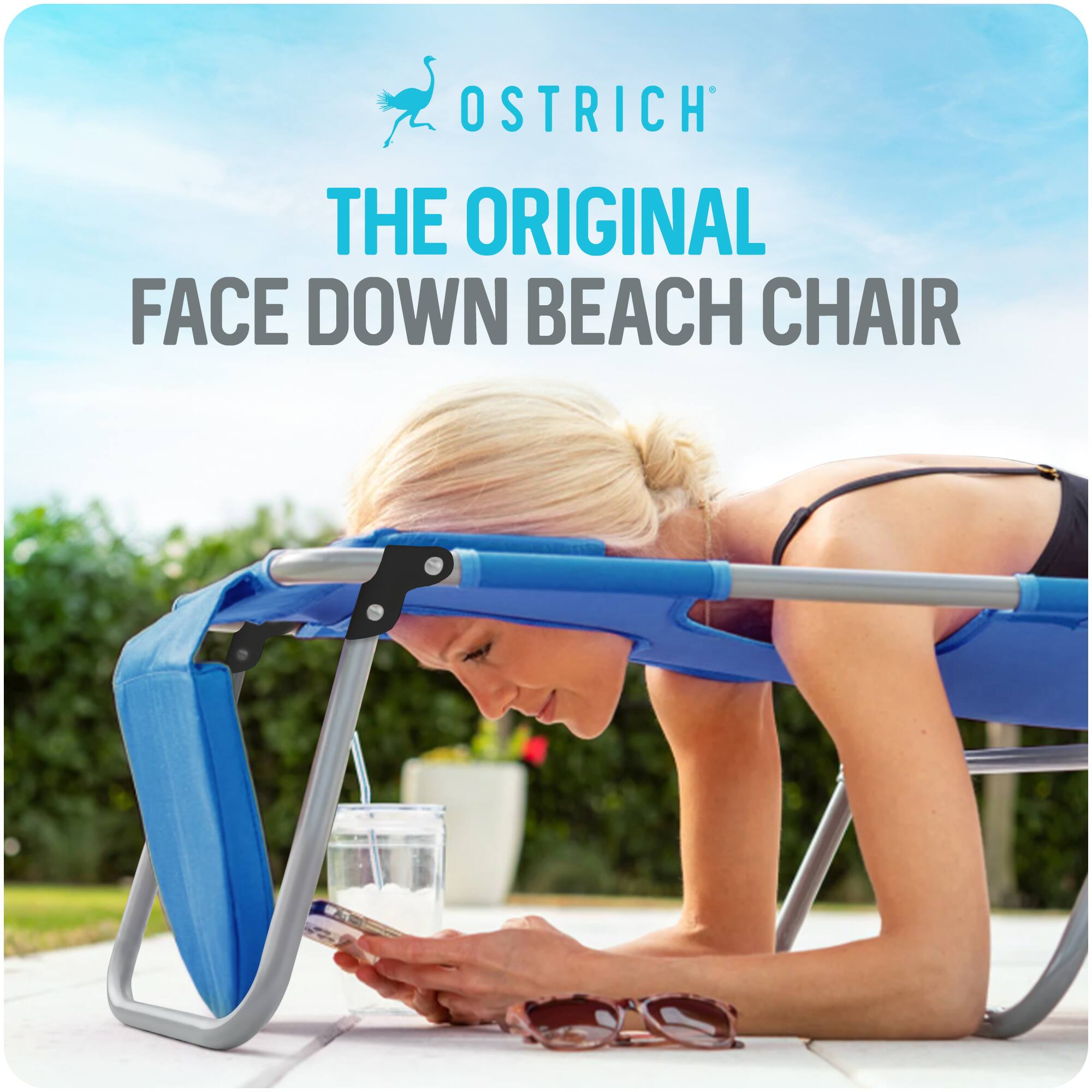OSTRICH  
THE ORIGINAL  
FACE DOWN BEACH CHAIR