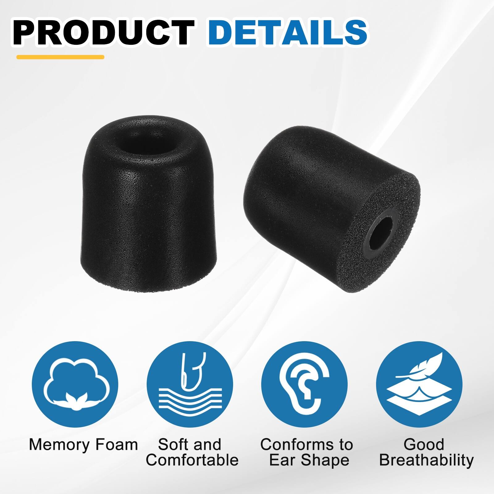 PRODUCT DETAILS

- Memory Foam
- Soft and Comfortable
- Conforms to Ear Shape
- Good Breathability