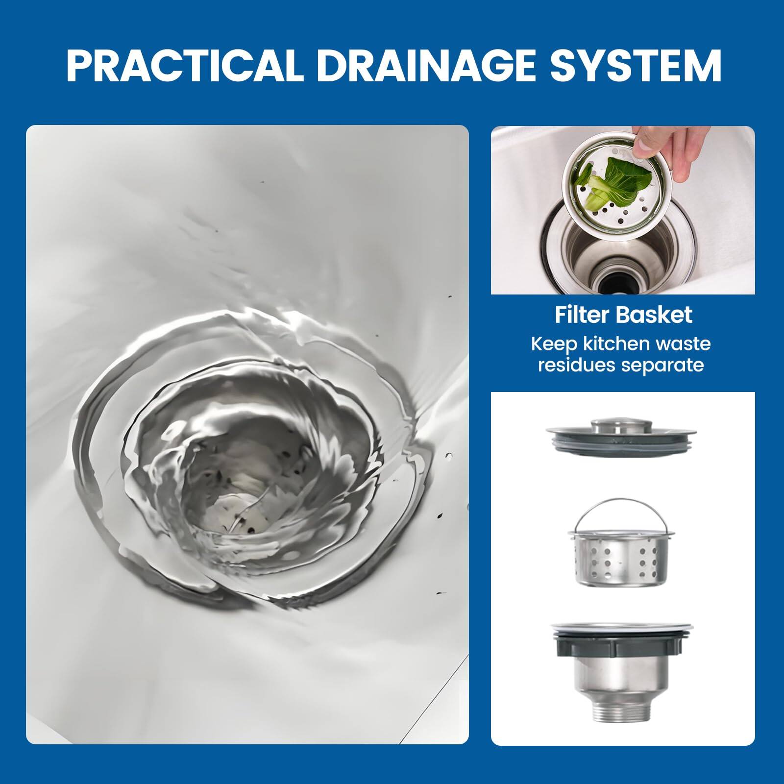 PRACTICAL DRAINAGE SYSTEM

Filter Basket
Keep kitchen waste residues separate