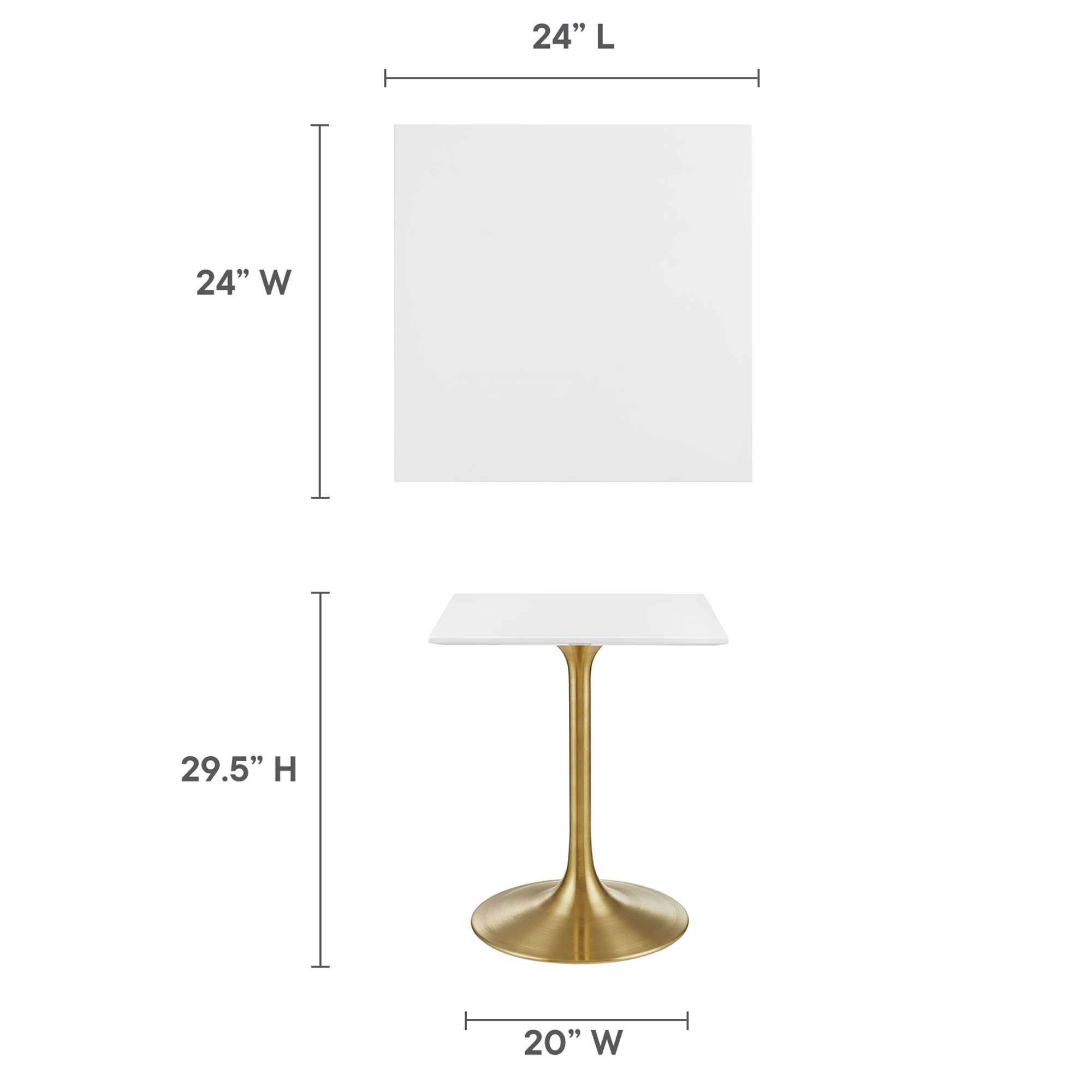 24" L  
24" W  
29.5" H  
20" W