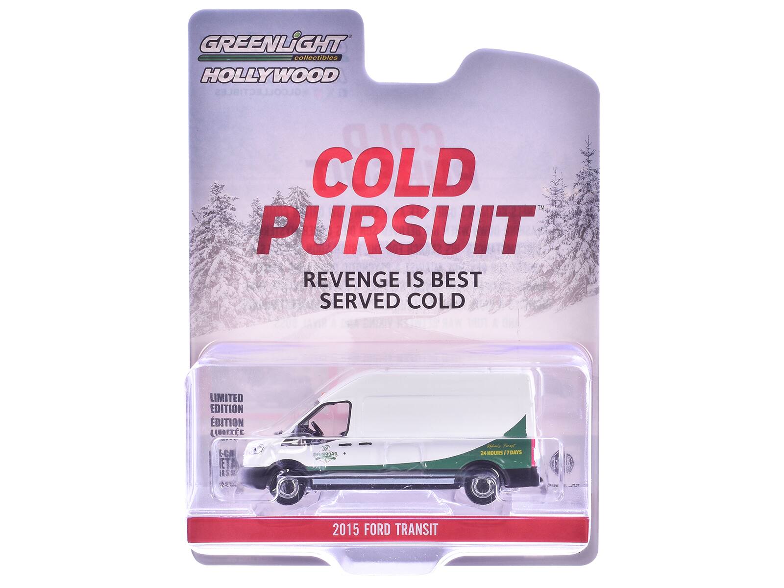 GREENLIGHT collectibles HOLLYWOOD WWW.GLCOLLECTIBLES.COM COLD PURSUIT REVENGE IS BEST SERVED COLD LIMITED EDITION EDITION LEBITE E-CA MENTAR 24HOURS/7DAYS 2015 FORD TRANSIT