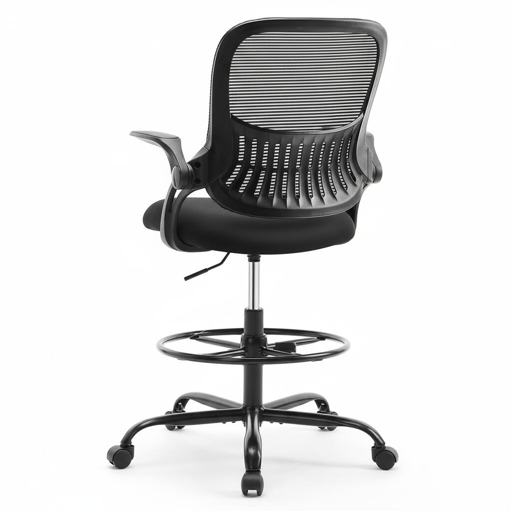 Front. AOITUN - Tall Drafting Desk Chair with Adjustable Height and Foot Ring, 400lbs Capacity, Ergonomic Office Chair for Desk Riser - Black.