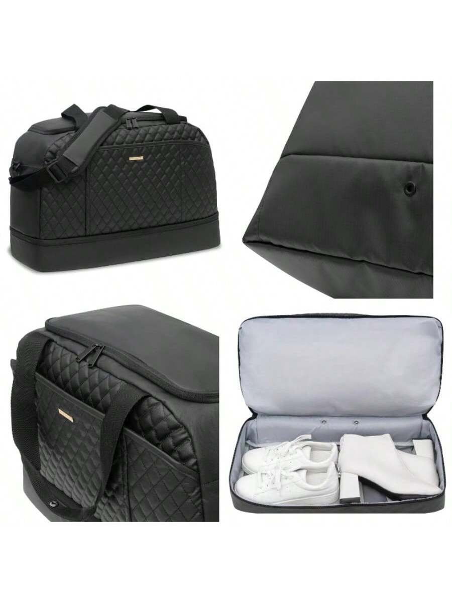 Puffer Weekender Bags For Women With Shoe Compartment, Carry On Overnight Hospital Bag, Gym Tote Beige-42L-Large 15×18.3×8.5 - View #14