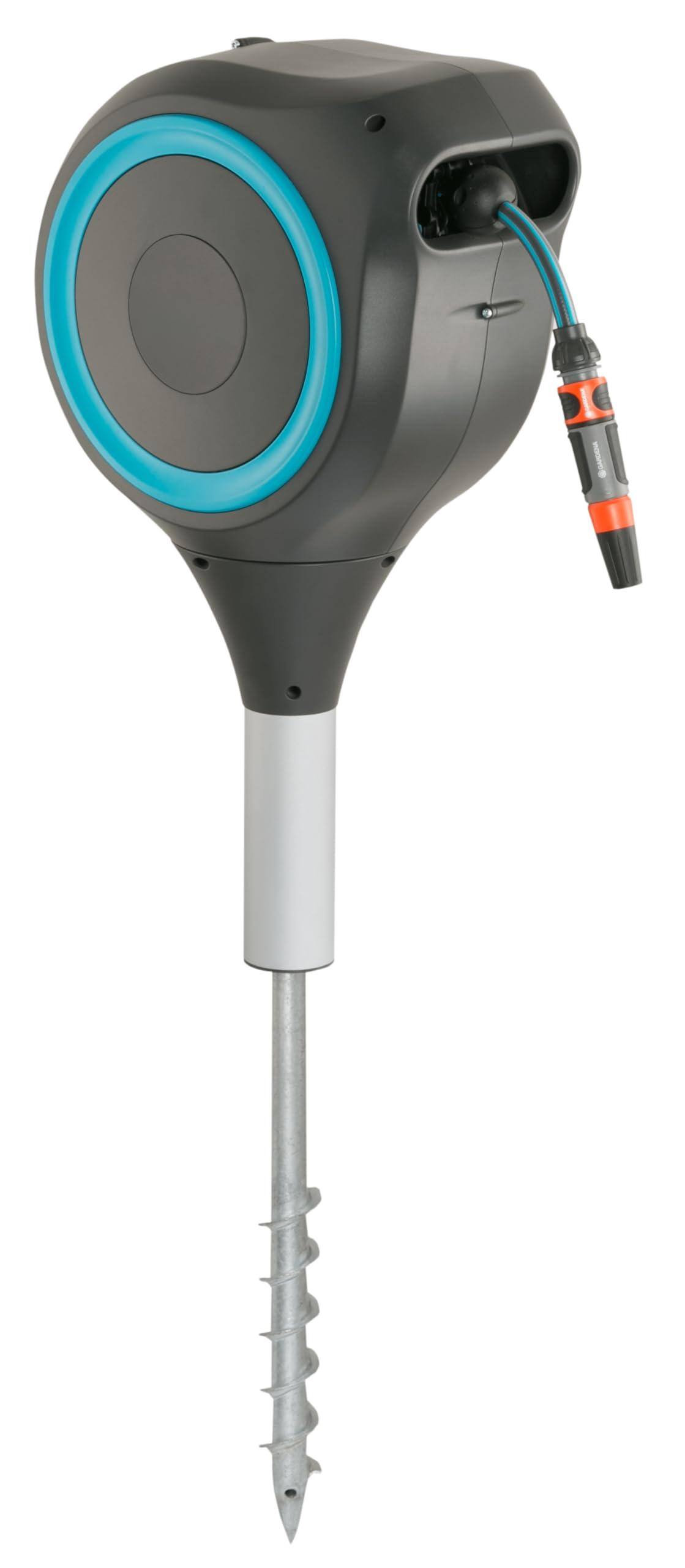 Alt View 3. JETRANSPORT - 18604 | 50' X 1/2" Automatic Retractable Garden Hose Reel For Outside Use On Metal Spike With Easy Swivel Simp - 66 ft.