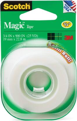 3M - Scotch Magic Tape, Invisible, Back to School Supplies and College Essentials for Students and Teachers, 1 Roll, 3/4 x 90