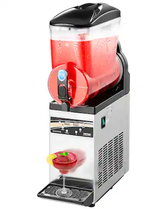 VEVOR Commercial Frozen Drink Maker, 15L Single Tank Slushy Machine, 60 Cups Stainless Steel Margarita Smoothie black,silver