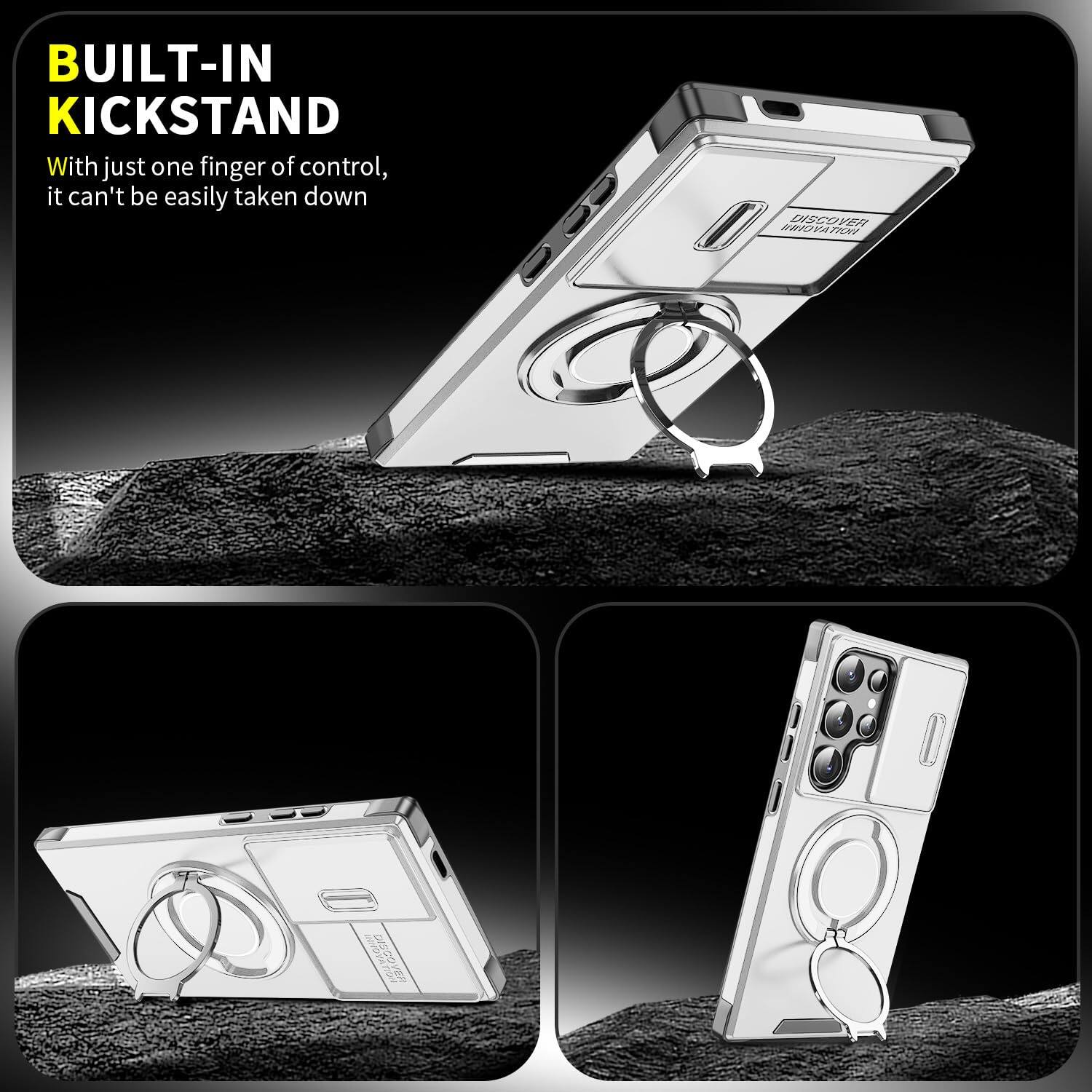 BUILT-IN KICKSTAND  
With just one finger of control, it can't be easily taken down  

DISCOVER UNIOVATION