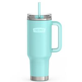 Thermos - 40 oz Stainless Steel Cup Holder Mug w/ Straw - Sea Green