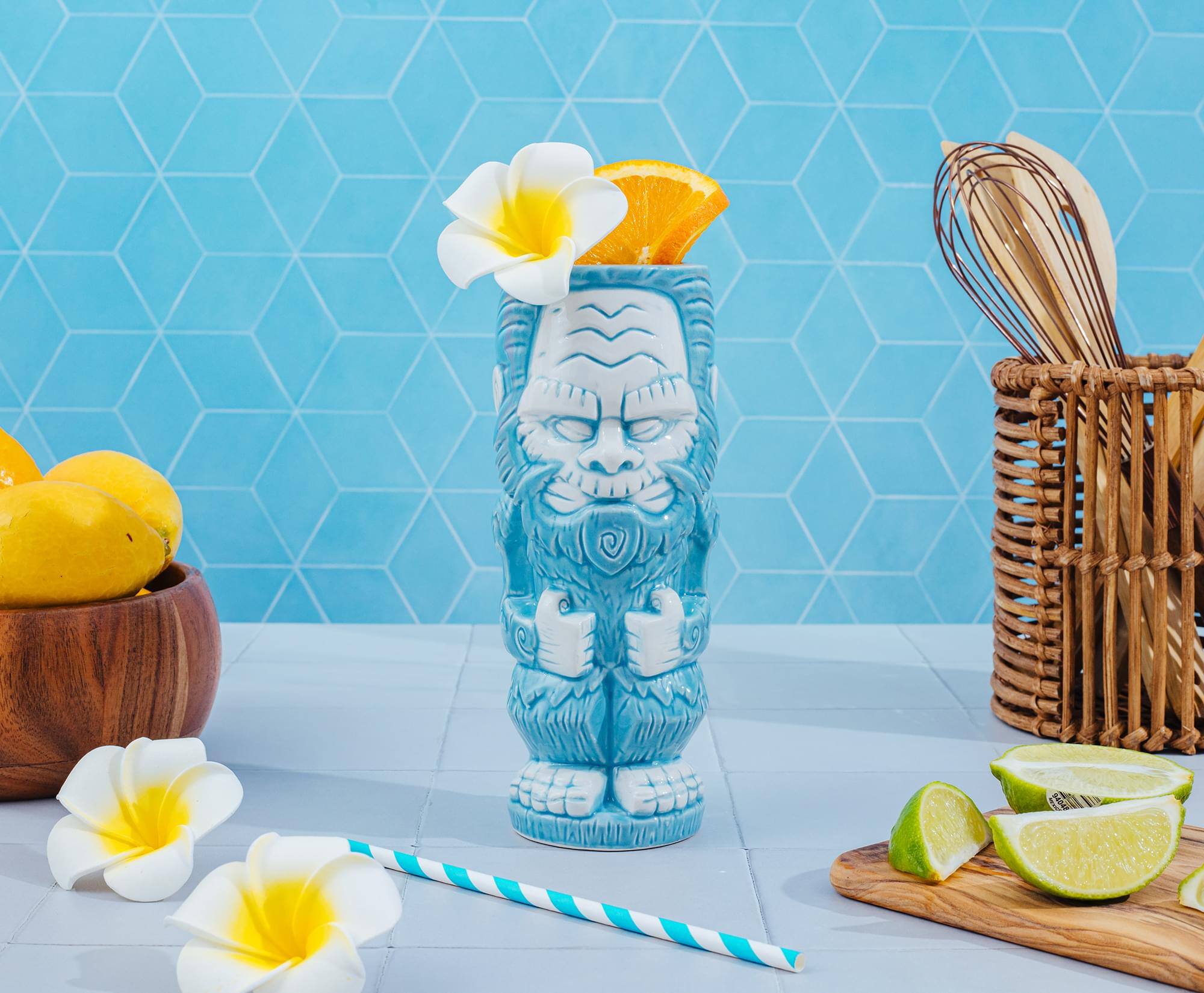 Alt View 2. ThinkGeek - Geeki Tikis Yeti Ceramic Mug | Holds 20 Ounces - Blue/White.