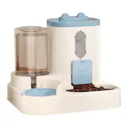 JUJABU - Autometic Gravity Pet Feeder Wet/Dry Separation Drinker Dispenser - Blue