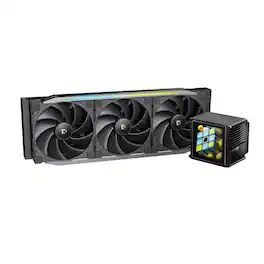 Sudokoo - PROTEUS 360 Liquid Cooler, 360mm, PWM Pump, High Customizable Segment LCD Screen, 30mm Performance Fans - Black