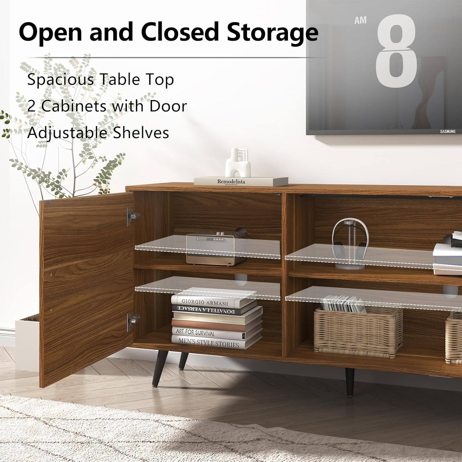Open and Closed Storage  
Spacious Table Top  
2 Cabinets with Door  
Adjustable Shelves  

AM 8  
SAMSUNG  

Remodelista  

GIORGIO ARMANI  
VERSACE  
DONATELLA  
ART FOR SURVIVAL  
MEN'S STYLE STORIES