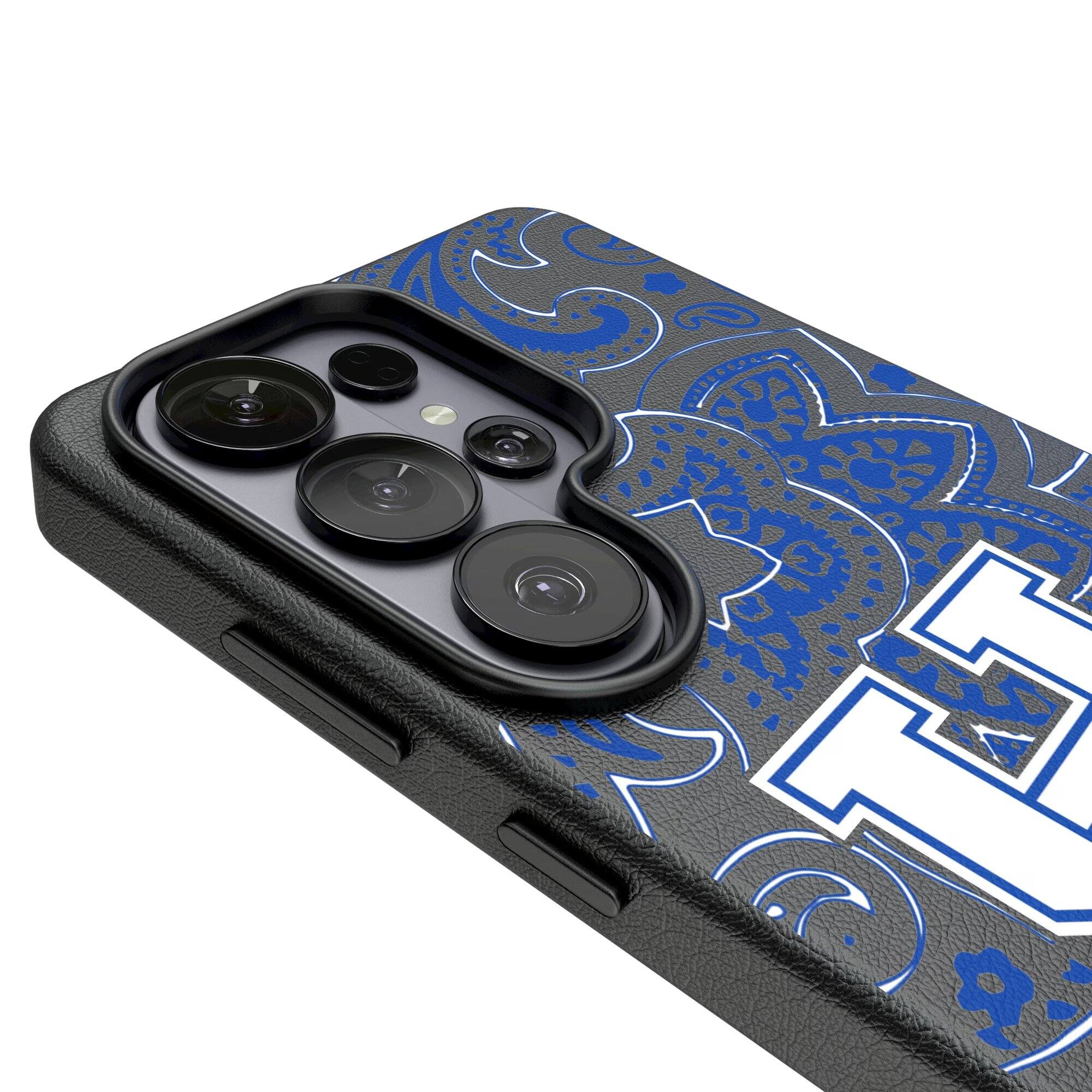 Alt View 2. Keyscaper - Kentucky Wildcats Paisley Galaxy Magnetic Bump Case - S25 Plus - Black.