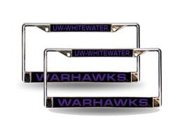 Rico Industries - Wisconsin Whitewater Warhawks Chrome Metal Laser License Plate Frame - Set of 2 - Multi