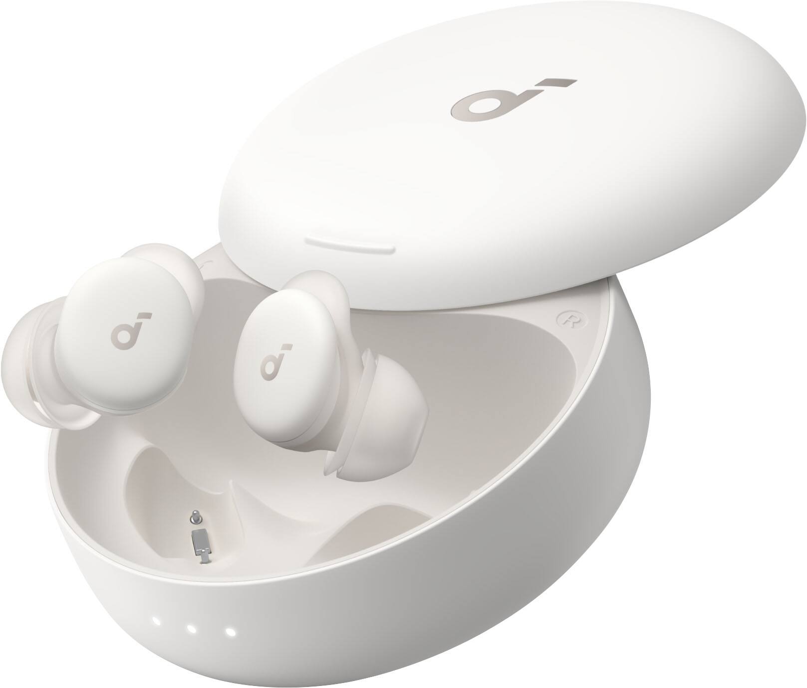Left. Soundcore - by Anker Sleep A30 Smart Wireless Bluetooth ANC In-Ear Sleep Earbuds for General Use - Moonlit White.