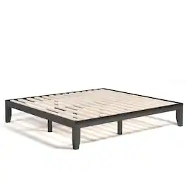 Hivvago - 14 Inch Modern Rubberwood Platform Bed in King Size - Black/Beige
