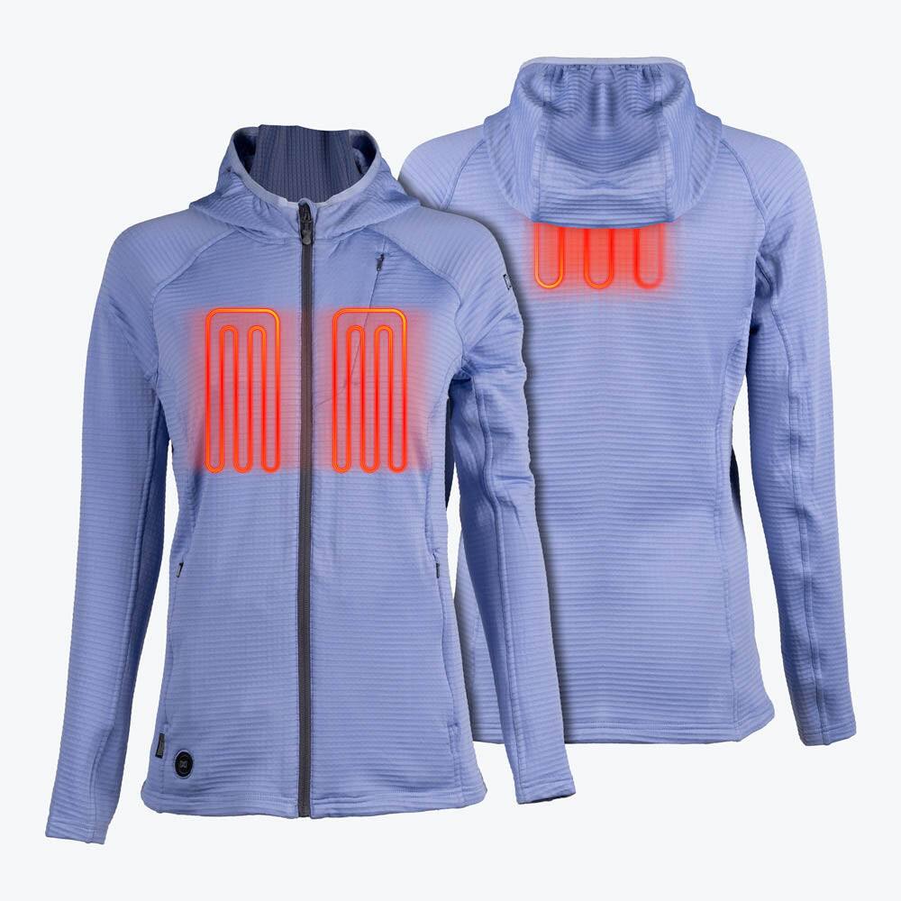 Alt View 1. Mobile Warming - Women's Element Mid-Layer Full Zip Heated Hoodie - Periwinkle .