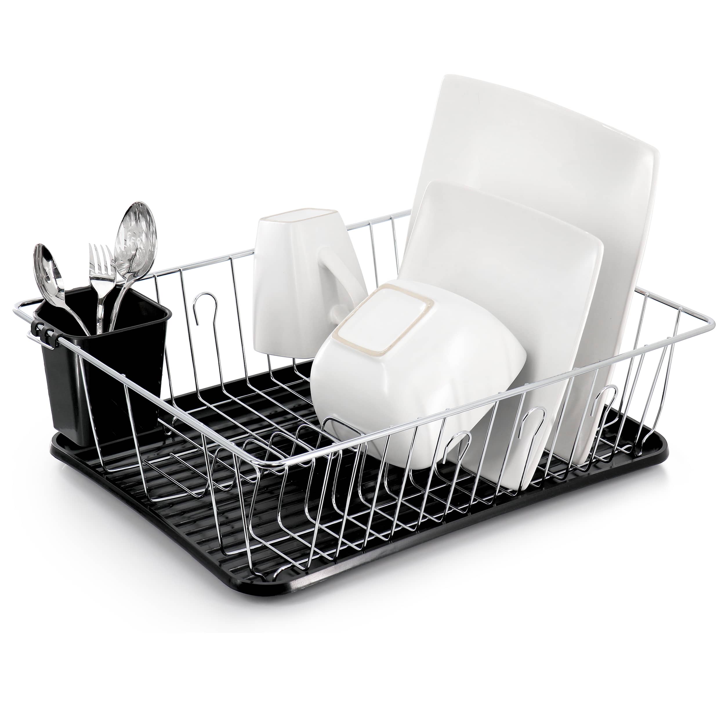 MegaChef - 16 Inch Chrome Plated and Plastic Counter Top Drying Dish Rack - Black price history on PriceWatchPro