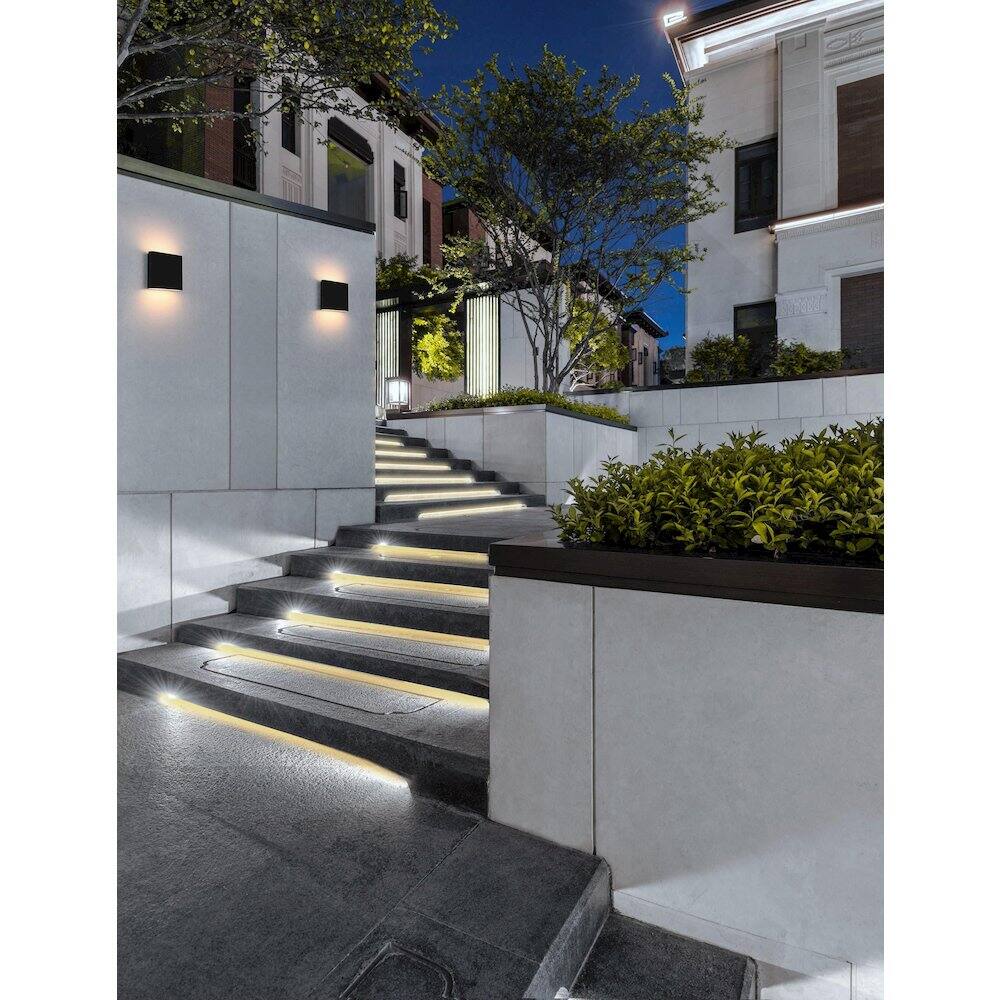 Alt View 4. Elegant Lighting - Clyde 9 inch Outdoor Wall Sconce in Black - Black.