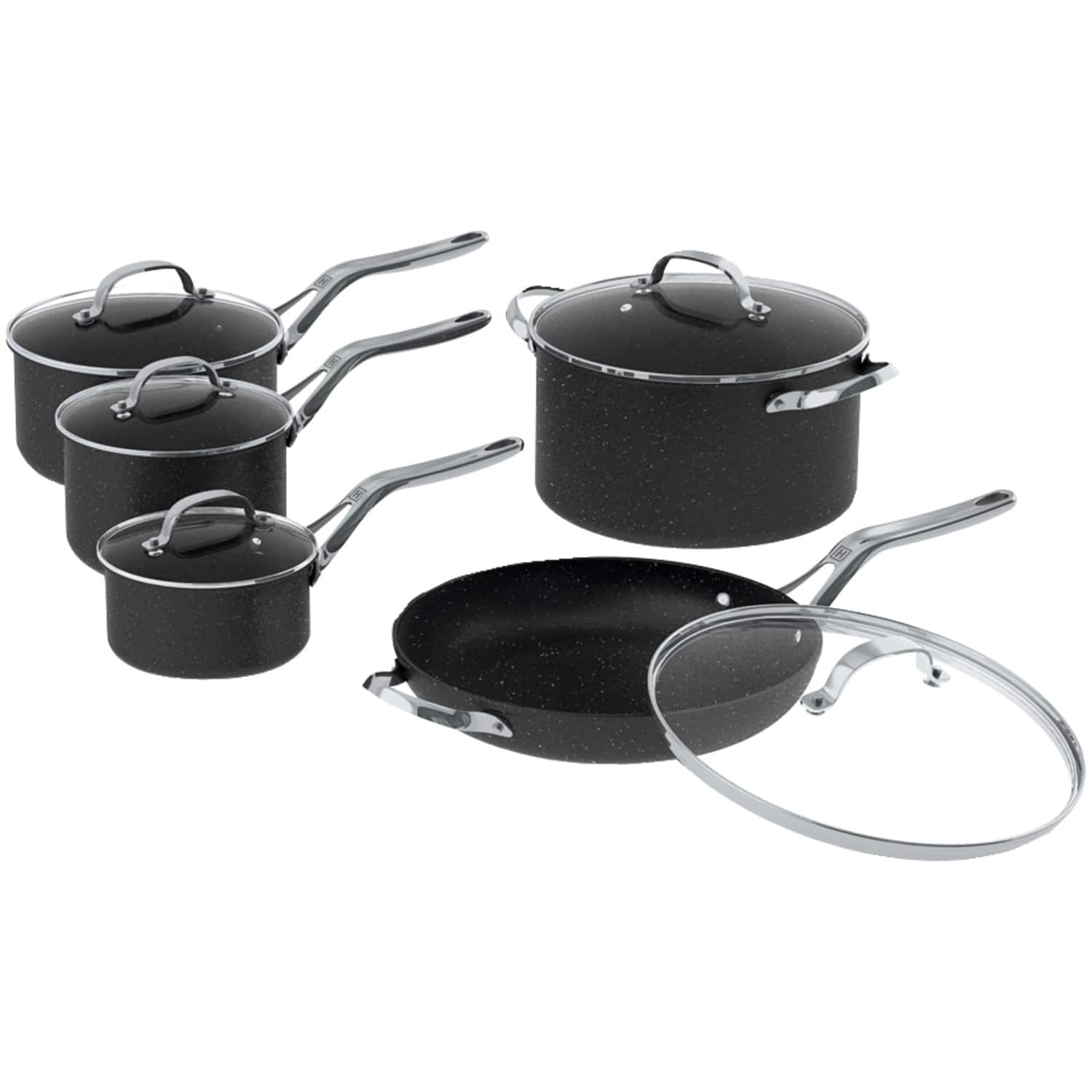 THE ROCK by Starfrit - 060319-001-0000 10-piece Cookware Set With Stainless Steel Handles - Black