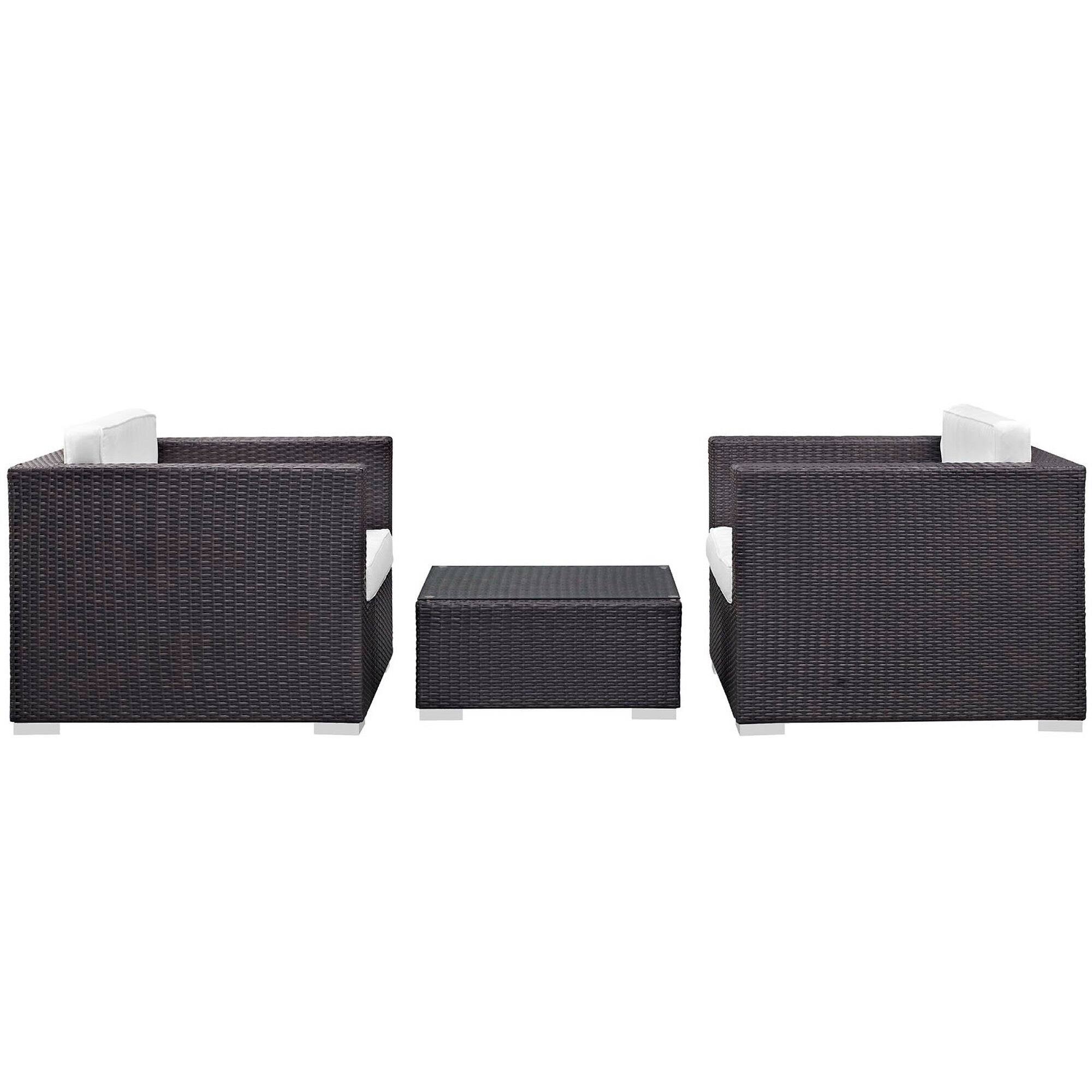 Left. Modway - Burrow 3-Piece Outdoor Rattan Patio Set - Espresso White.
