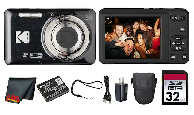 KODAK PIXPRO Aspheric 5X Zoom Wide Lens
FULL HD XC
28-140mm (equivalent)
Disp. Set Mode
KAVE Electronics
PIXPRO LB-012 Battery
32GB SDHC Card
USB Cable
AC Adapter
Carry Case
KAVE Electronics