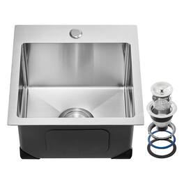VEVOR - 15 inch Kitchen Sink Workstation, 304 Stainless Steel Top Mount Sinks, Drop-In Single Bowl Farmhouse Basin - Silver