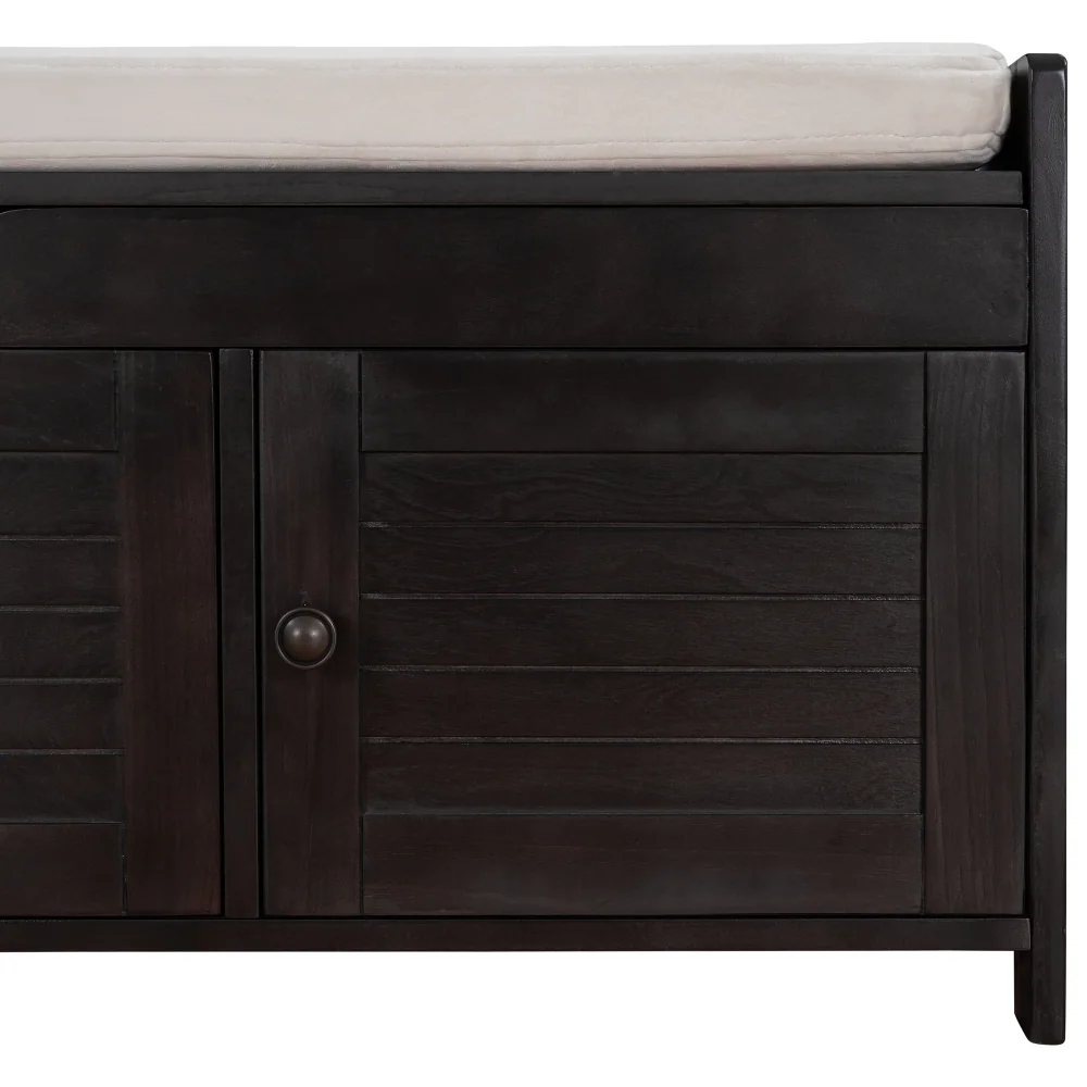 Alt View 7. Ropilly - Ropilly Espresso Wooden Entryway Storage Bench with Cushion - Espresso.