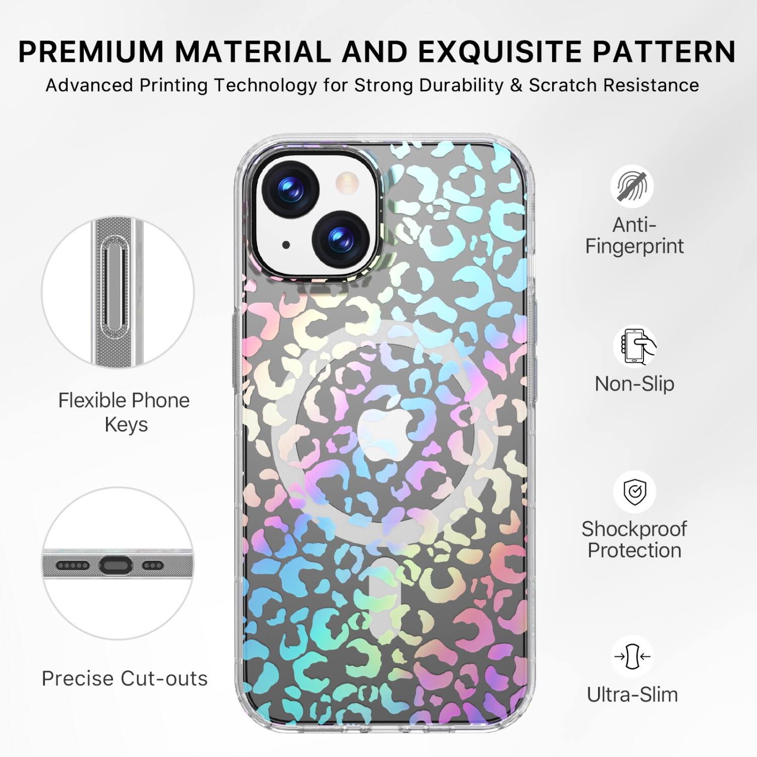 PREMIUM MATERIAL AND EXQUISITE PATTERN  
Advanced Printing Technology for Strong Durability & Scratch Resistance  

- Anti-Fingerprint  
- Flexible Phone Keys  
- Non-Slip  
- Shockproof Protection  
- Precise Cut-outs  
- Ultra-Slim