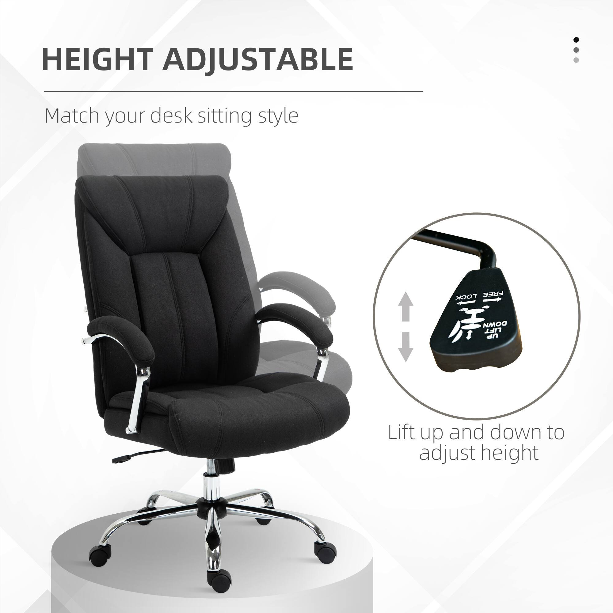 HEIGHT ADJUSTABLE
Match your desk sitting style
Lift up and down to adjust height