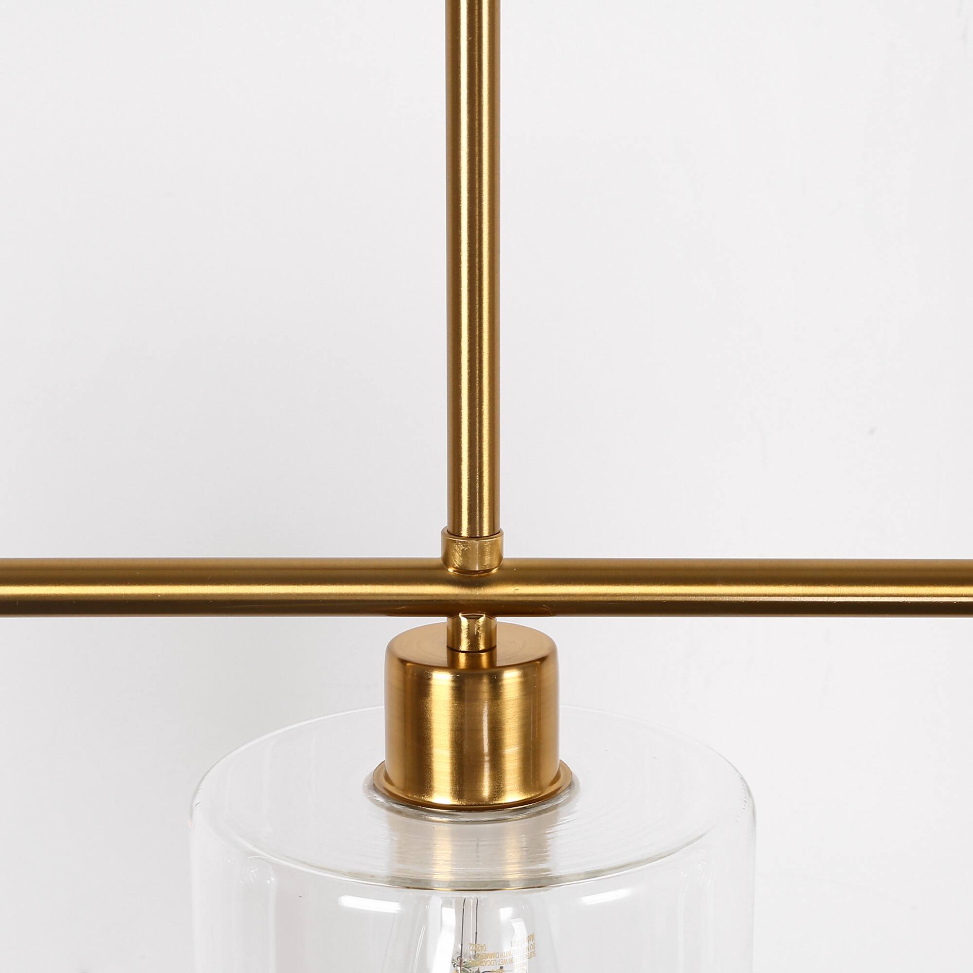 Alt View 7. Jandcase - JANDCASE 3-Light Brass Island Pendant Light, Clear Glass Shades, E26 Socket, Non-Integrated Bulbs, for Kitchen Island - Gold.