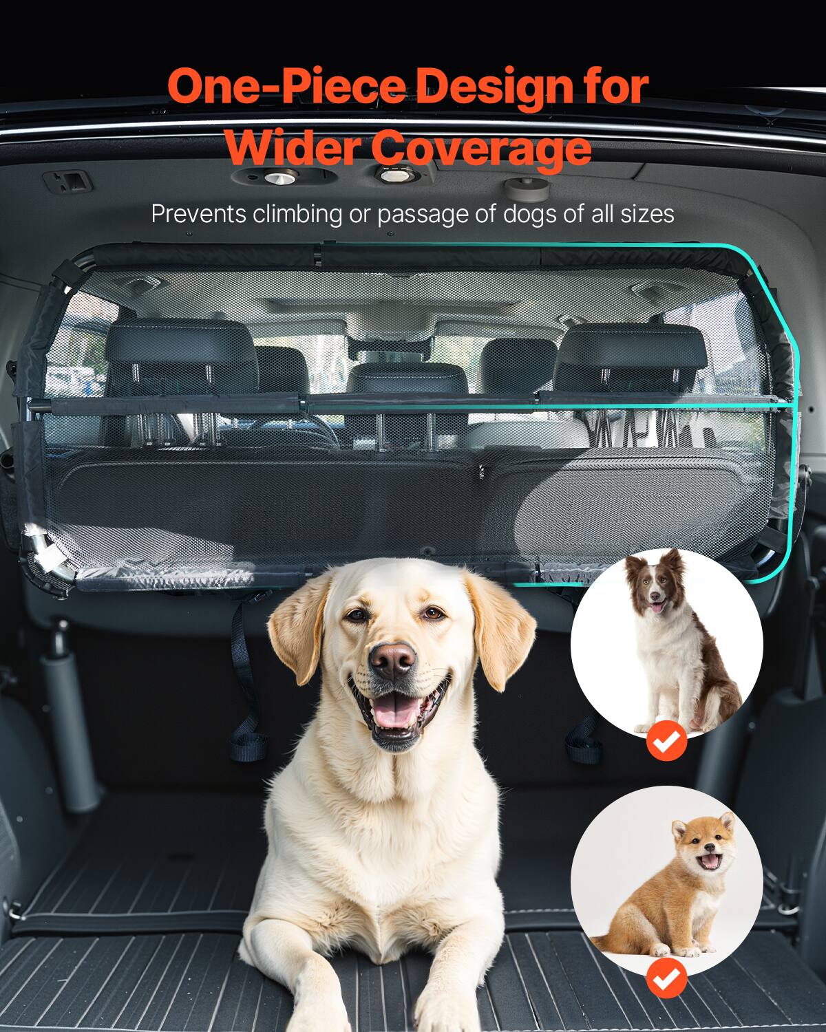 One-Piece Design for Wider Coverage  
Prevents climbing or passage of dogs of all sizes