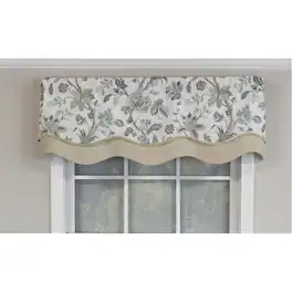 RLF Home - Gianna Glory Valance 3" Rod Pocket, Layered, Trimmed. 50" x 16" - Spa