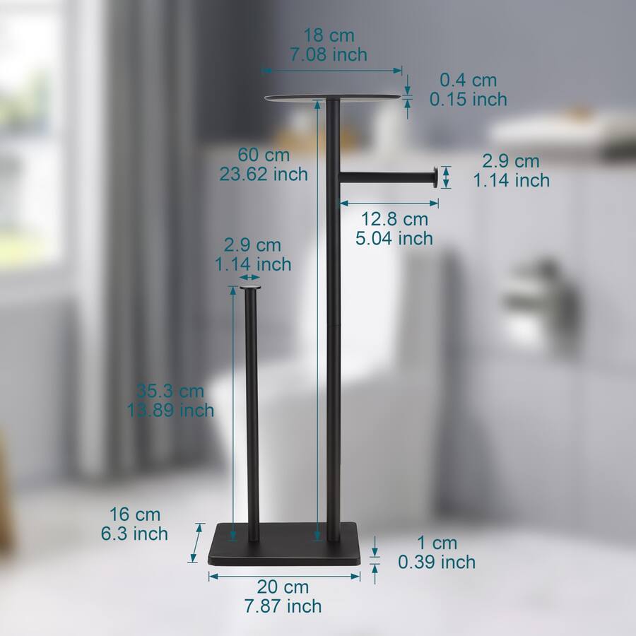 Dazzed Corner Toilet Paper Holder Stand with Shelf,Brushed Nickel Black ...