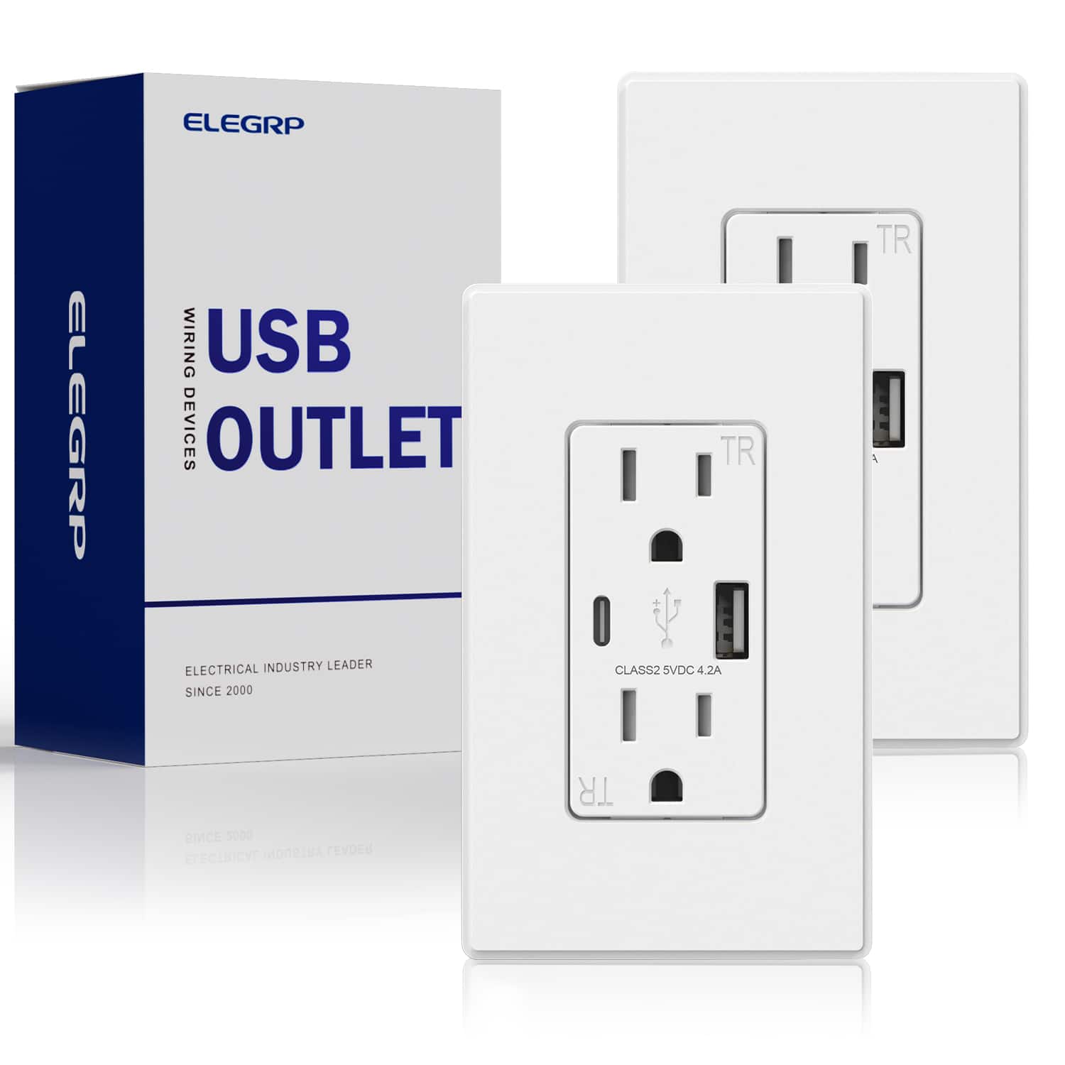 ELEGRP  
USB OUTLET  
WIRING DEVICES  
ELECTRICAL INDUSTRY LEADER SINCE 2000  
CLASS2 5VDC 4.2A  
TR