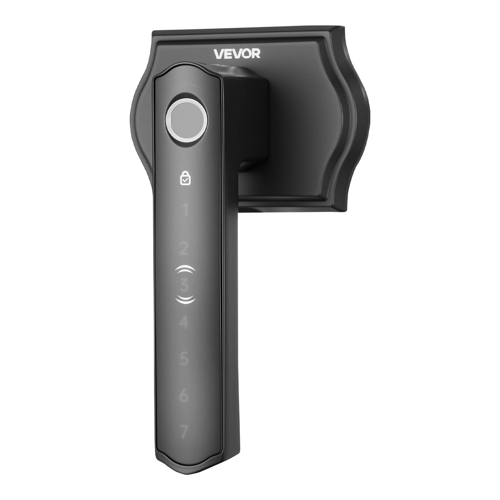 Alt View 5. VEVOR - Fingerprint Door Lock Set, Electronic Biometric Knob Keyless Entry Door Lock with Handle, Auto Locking, One-Time Code - Matte black.