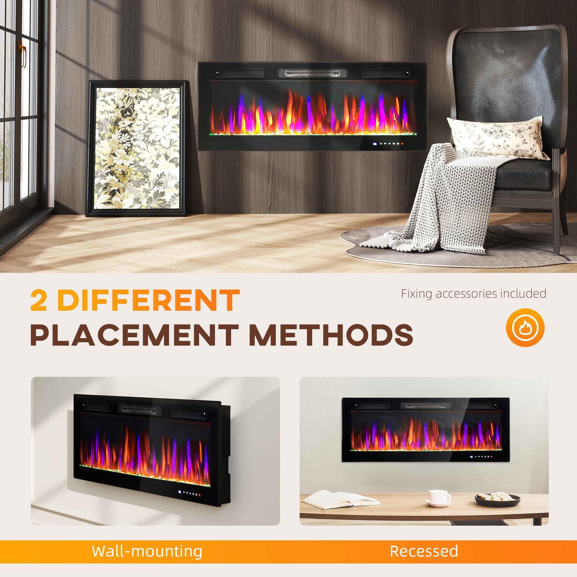 2 DIFFERENT PLACEMENT METHODS

Fixing accessories included

Wall-mounting

Recessed