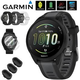 Garmin - Forerunner 165 Smart Sport Watch, Black + Slate Gray w/ Accessories Bundle - Black/Slate Gray - (2024)