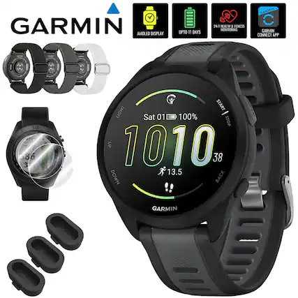 GARMIN AMOLED DISPLAY UPTO 11 DAYS
24/7 HEALTH & FITNESS MONITORING
GARMIN CONNECT APP
12
11
10
9
8
7
6
5
4
3
2
1
LIGHT
UP
DOWN
BACK
GARMIN
AMOLED DISPLAY
UPTO 11 DAYS
24/7 HEALTH & FITNESS MONITORING
GARMIN CONNECT APP
Sat 01
100%
1010
38
13.5
START | STOP
LIGHT
UP
DOWN
BACK