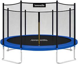 SereneLife - SLTRA12BL 12FT Trampoline, Backyard, Wide Jumping Surface, Safety Net, ASTM Approved, 264 lbs Capacity