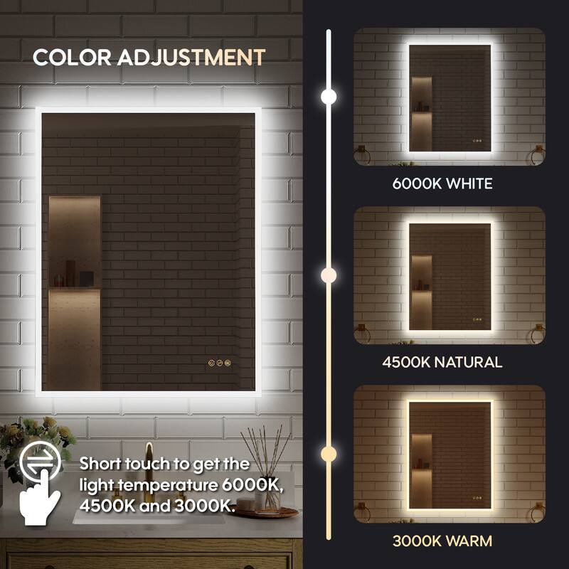 COLOR ADJUSTMENT

6000K WHITE
4500K NATURAL
3000K WARM

Short touch to get the light temperature 6000K, 4500K and 3000K.