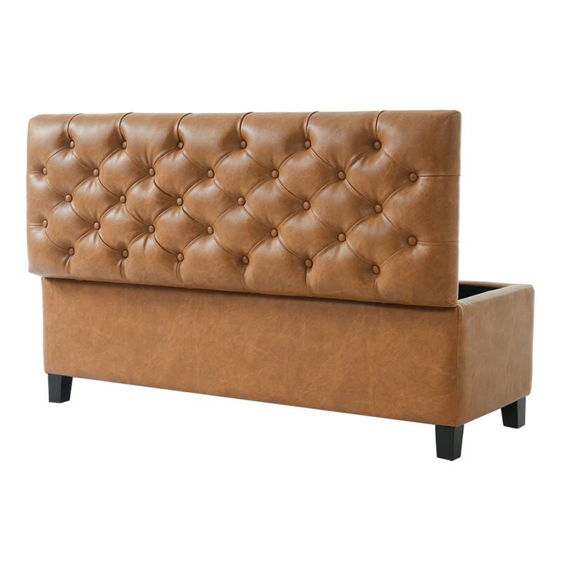 Alt View 8. HTUTWOO - Ottoman Bench with Storage - PU Surface, Rubber Wood Legs, 300 lbs Capacity, MDF/Pine/Plywood Construction - Brown.