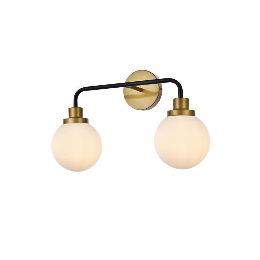 Alt View 2. Living District - Hanson 2 lights bath sconce in black with brass with frosted shade - Black And Brass And Frosted Shade.
